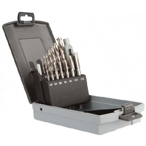 Bộ taro, mũi khoan HSS DIAGER 076E 15 chi tiết, M3-M12, Ø2.5-10.2mm