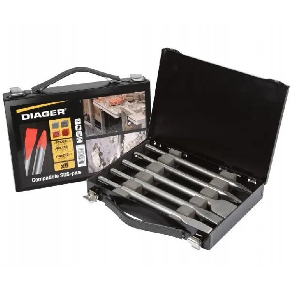 Chisel set DIAGER 111C, 5-piece SDS-Plus, 2 pointed chisels and 3 flat chisels thumbnail 2