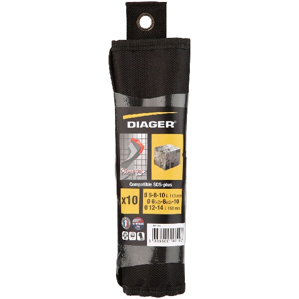 Bộ mũi khoan bê tông Twister Plus DIAGER 116D, 10 chi tiết, dài 110-160 mm, Ø5-14mm thumbnail 2