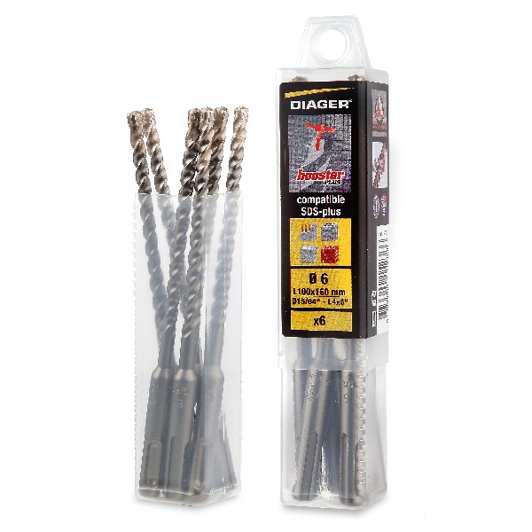 Hộp 6 mũi khoan bê tông DIAGER 157K chuôi SDS Plus, xuyên cốt