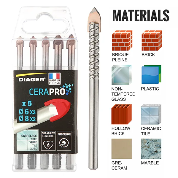 Bộ 5 mũi khoan gạch men size Ø6-8mm DIAGER 4130A dòng Cerapro thumbnail 2