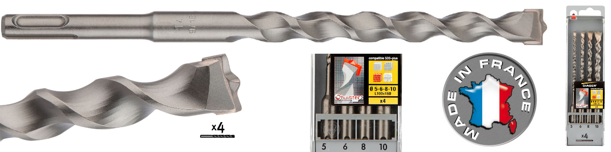 Diager 100C concrete drill bit set SDS Plus 5 6 8 10mm 160mm