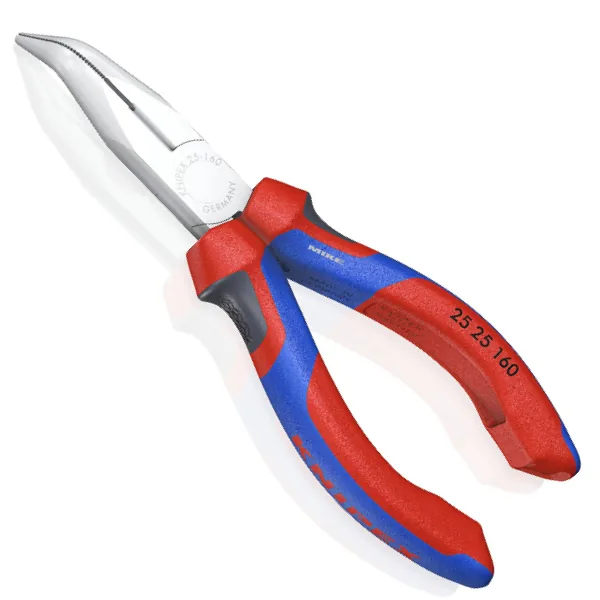 Kìm mũi nhọn mỏ cong KNIPEX 25 25 160, đầu mạ crom, lưỡi cứng 61 HRC