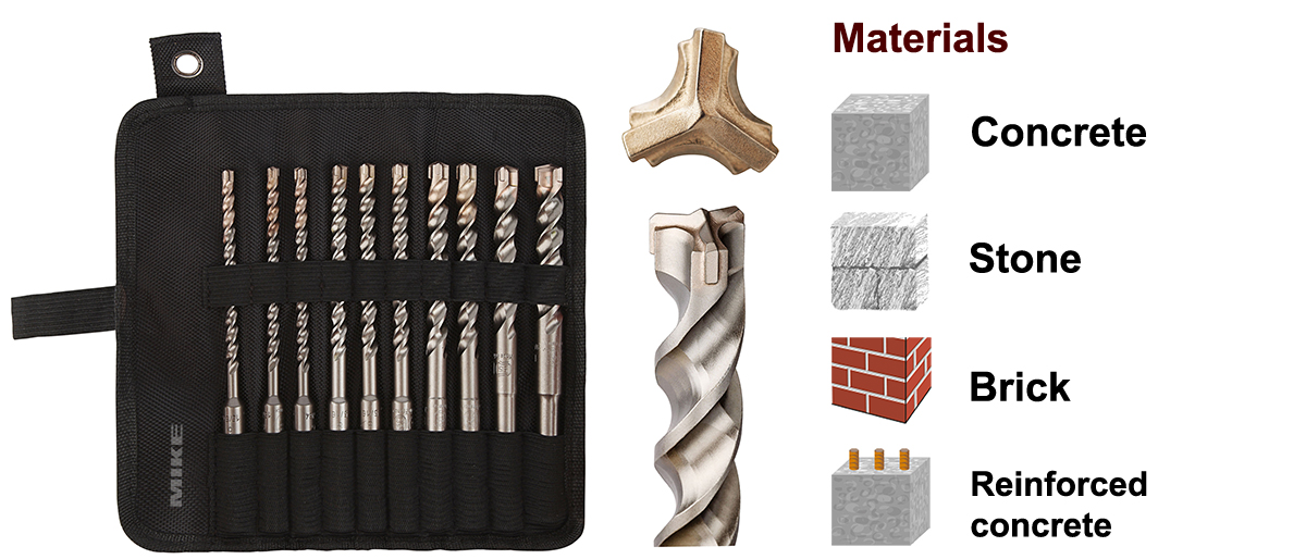 Booster Plus DIAGER 072B 10-piece reinforced concrete drill bit set, Ø6–14 mm, 160 mm length, SDS-Plus shank