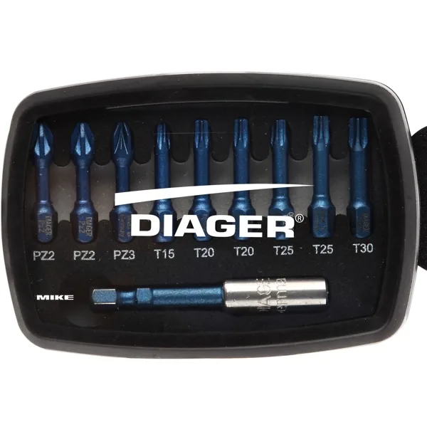 Bộ 10 mũi vít chịu lực cao Diager 631C, gồm các đầu PZ và TORX thumbnail 2